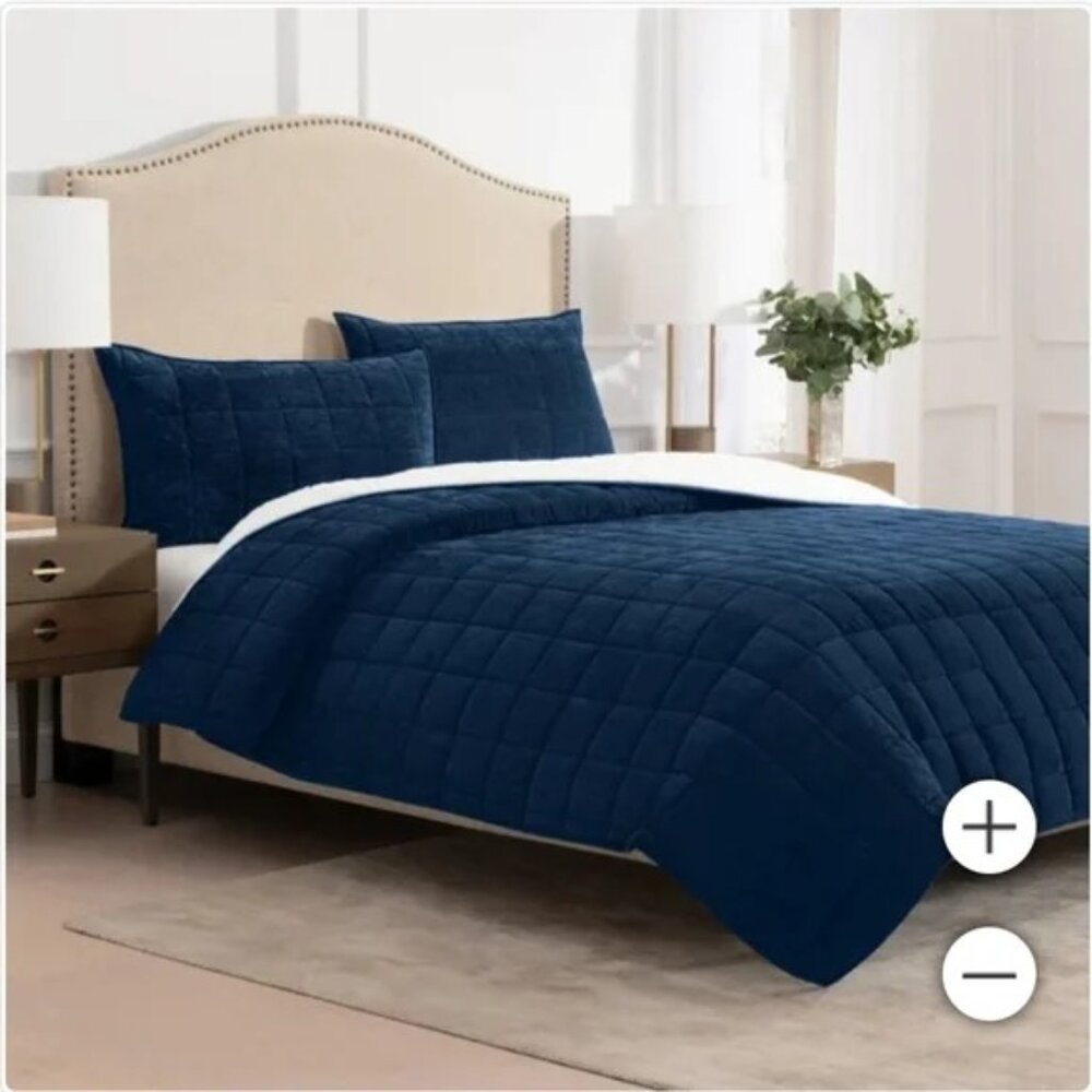 Charisma 3-piece Corduroy and Sherpa Fleece Quilt Set, King, NWT